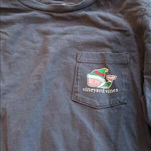 Vineyard Vines Charcoal Long Sleeve with Festive Whale